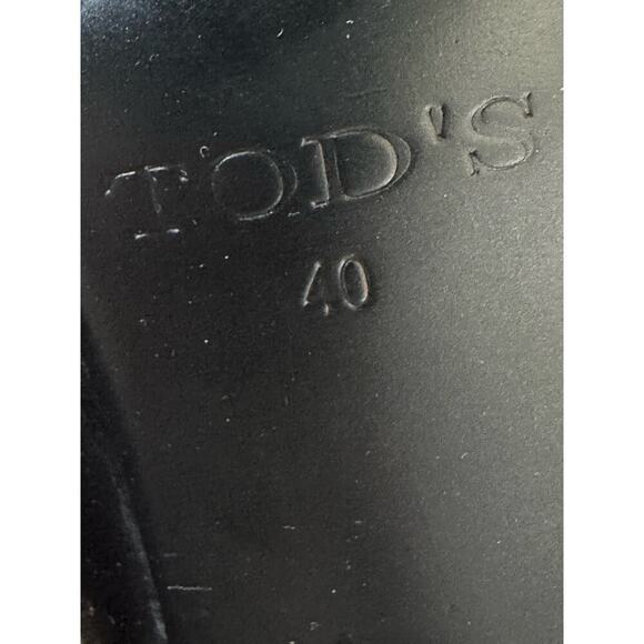 Tod's Women's Black Leather Side Zipper Pointed Toe Heeled Boots Size 10 - Picture 14 of 16